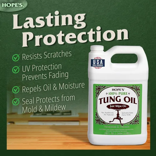 Miniatura 6 de HOPE'S Aceite Tung 100% puro, seguro para alimentos, acabado de madera natural impermeable de alta calidad y sellador para proyectos de interiores