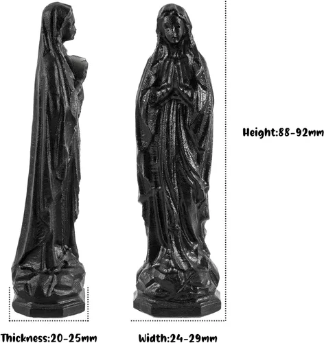 Miniatura 3 de mookaitedecor Estatua decorativa de la Virgen María de cristal de obsidiana negra para religiosa y decoración del hogar, 3.465-3.622 in