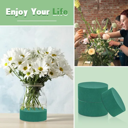 Miniatura 4 de Espuma Floral Grande Redonda de 6 Pulgadas SUPKING, Espuma de Flores 4 Piezas, Espuma de Florista, Bloques de Espuma Húmeda y Seca, Verde