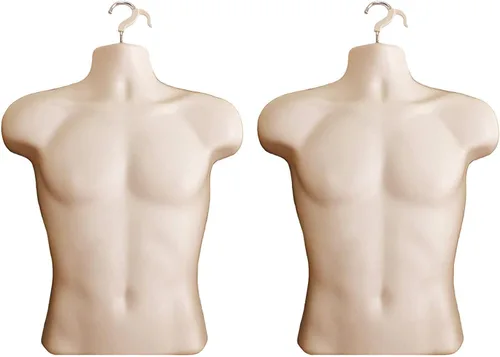 Miniatura 6 de 2 formas de inyección de maniquí masculino negro medio redondeado cintura cuerpo torso forma de vestido con solo gancho para colgar, tallas S-M