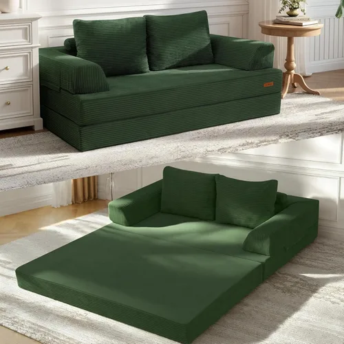 Miniatura 47 de COMAX Sofá cama futón, sofá cama convertible 4 en 1, sofás deshuesados para sala de estar, sofá biplaza plegable pequeño plegable que ahorra Gris