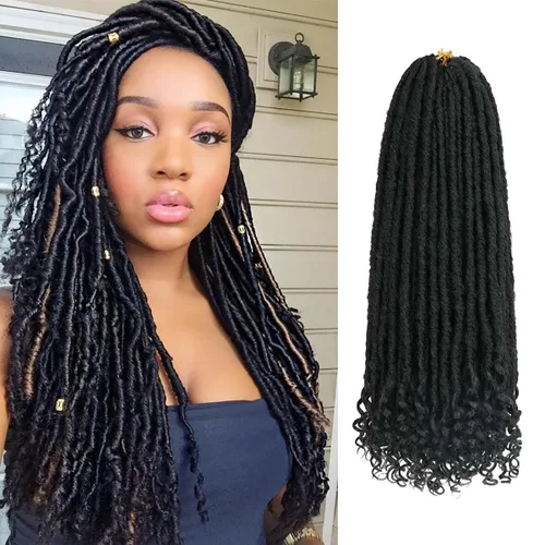 Miniatura 31 de 6 paquetes de cabello de ganchillo Goddess Locs, locs falsos rectos de 12 pulgadas para ganchillo, extensiones de cabello sintético suave rizado