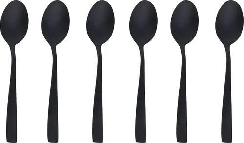 Miniatura 9 de Juego de cubiertos negro mate de acero inoxidable 18/0, utensilios de metal mate, incluye cuchillo de carne, tenedor y cuchara (24 piezas) duradero