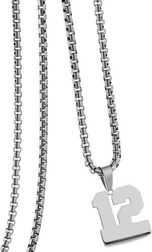 Miniatura 67 de Collar de Número Dorado para Hombre, Cadena de Acero Inoxidable con Colgante de Número para Atletas, Joyería Deportiva Personalizada para Niños