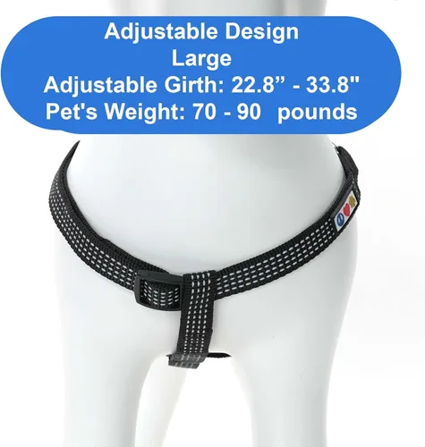 Miniatura 3 de Pawtitas Arnés Reflectante Step-in para Perro – Chaleco Ajustable Anti-Tirones para Cachorros a Perros Mayores, Seguro y Cómodo, L Negro