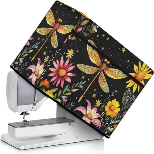 Miniatura 24 de Funda para máquina de coser de mariposas y flores con prácticos bolsillos, funda protectora con asa, para la mayoría de máquinas de coser estándar