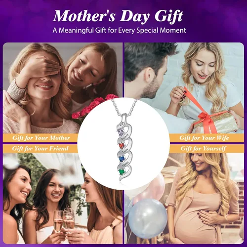 Miniatura 3 de Gemszoo Personalized Twisted Name Necklace with Simulated Birthstones Mother Daughter Pendant Gifts for Women Mom Grandma