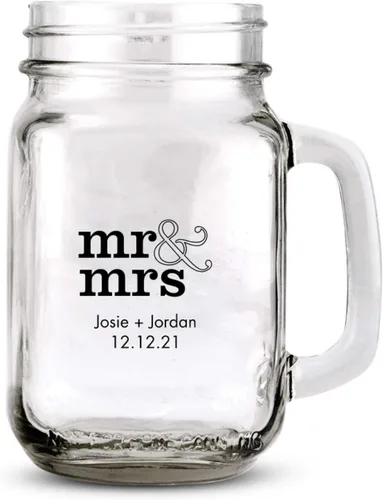 WEDDINGSTAR Taza de vidrio personalizada de 16 onzas con asa, impresión personalizable a todo color, paquete de 180 180 paquete