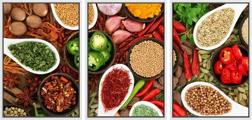 Miniatura 106 de wall26 Lienzo enmarcado para pared, juego de arte de hierbas, verduras y condimentos en madera, alimentos, fotografía cultural, realismo, paisaje