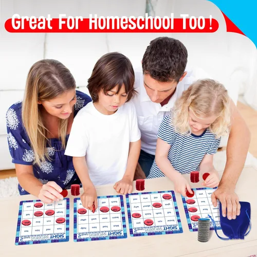 Miniatura 6 de SpriteGru Juego de bingo de palabras a la vista, 120 palabras de vista para aprender a leer nivel 1 y nivel 2 Juego de mesa de bingo Listas