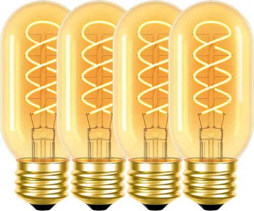 Bombillas LED Edison T45 vintage equivalentes a 40 W, bombillas LED antiguas de 4 W, bombillas decorativas de 2200 K ámbar cálidas, paquete de 4