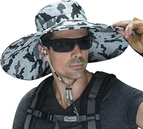 Miniatura 10 de Leotruny Sombreros de ala ancha para hombre UPF50+ sombrero impermeable transpirable para pesca, senderismo, camping