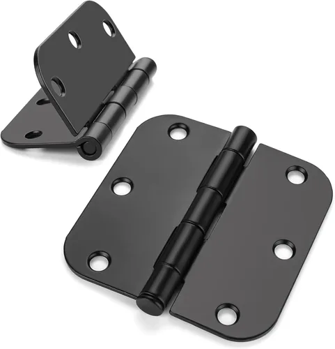 Haidms Paquete de 24 bisagras de puerta color negro mate sin chirridos de 3.5 pulgadas, bisagras de puerta interior redondeadas con pin extraíble de