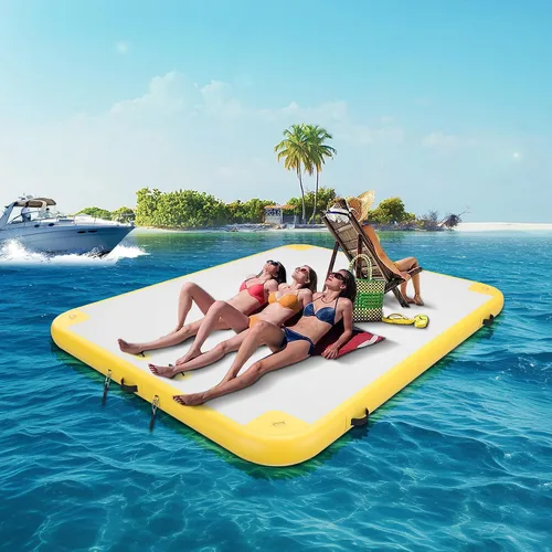 Miniatura 6 de Plataforma flotante inflable de 6 pies/8 pies/10 pies/12 pies, almohadilla de agua inflable para adultos, tapete flotante de aire para múltiples