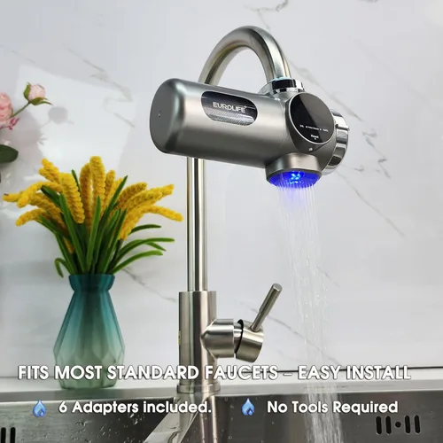 Miniatura 6 de Combo EUROLIFE Filtro de agua para montaje en grifo EL-LS-A15, filtro de agua LED para fregadero con luz UV e indicador de vida del filtro en tiempo