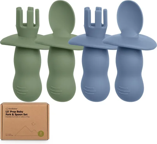 Miniatura 10 de KeaBabies Juego de 4 cucharas y tenedores de silicona para bebés - Utensilios para destete con luz LED para bebés de 6 a 12 meses, cuchara y tenedor