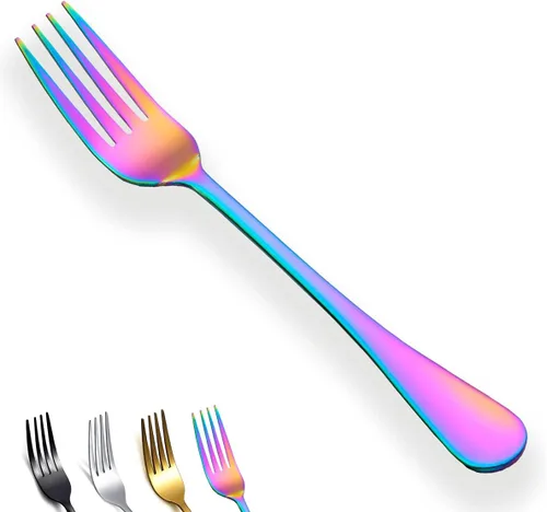 Miniatura 10 de Berglander - Juego de 4 tenedores dorados chapados en oro de titanio de acero inoxidable de 7.9 pulgadas, tenedores y cucharas, cubiertos