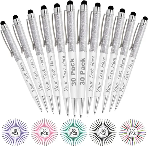 Miniatura 21 de Bolígrafos personalizados con nombre y texto, bolígrafos de diamantes de cristal personalizados a granel, 10 bolígrafos, regalos para mujeres