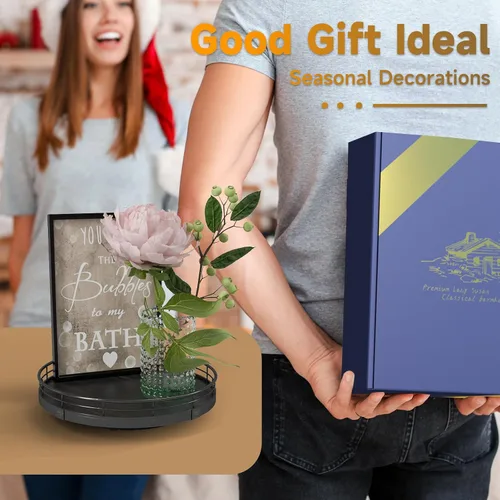 Miniatura 6 de Tabla giratoria de roble de 9 pulgadas para tocador de baño y perfumes o velas, bandeja decorativa redonda para organizar el fregadero de la cocina