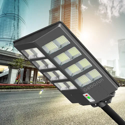 Miniatura 8 de Gebosun Luz de inundación solar de 600 W para exteriores, 60000 lm 7000 K, luz solar LED de seguridad solar IP65 impermeable del atardecer al
