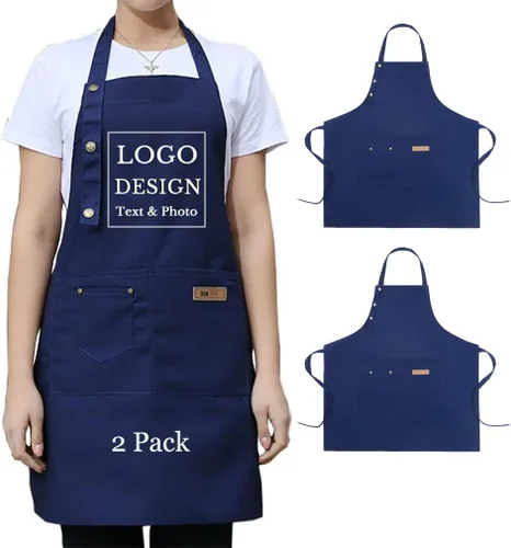 Delantal personalizado para hombres y mujeres, delantales de lona de cocina personalizados con bolsillos, nombre, texto, logotipo, imagen