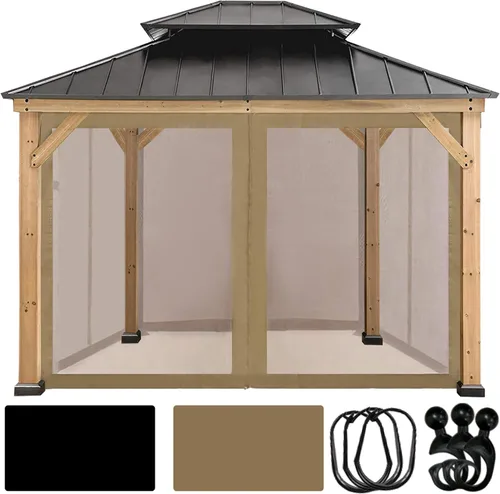 Miniatura 10 de Coastshade Panel de toldo de pérgola de repuesto para pérgola de 8 pies, paneles de privacidad para cenadores con 10 anillos de cortina y ganchos
