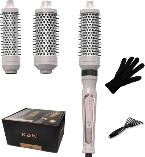 Miniatura 8 de K&K - Cepillo térmico 3 en 1 con calentamiento iónico redondo, crea volumen y un estilo de cabello más suave para cabello completamente seco