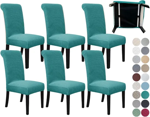 Miniatura 24 de SPRINGRICO Paquete de 2 fundas para sillas de comedor con cinturón de seguridad, fundas elásticas para sillas Parsons lavables, fundas protectoras