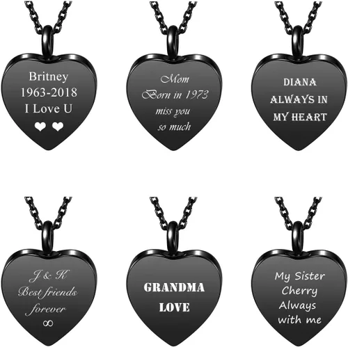 Miniatura 9 de Personalized Master Collar personalizado de urna de cremación con foto y texto, collar de urna de corazón para cenizas, joyería de recuerdo