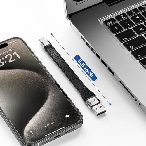 Miniatura 7 de Rixmie Cable corto USB-A a USB-C de 5.5 pulgadas, cable Android Auto para automóvil, carga rápida y sincronización de datos, ideal para automóvil