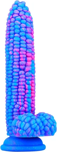 Monster Consolador Colorido Grano Grande Maíz Adulto Sexo Juguete con Fuerte Ventosa 8 Pulgadas Flexible Suave Consoladores Vegetales - Azul
