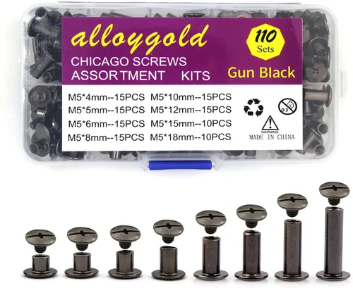 Miniatura 10 de Juego de 90 tornillos de acero inoxidable 304 Chicago de cuero, 7 tamaños de remaches para manualidades, ropa, zapatos, cinturones, bolsas