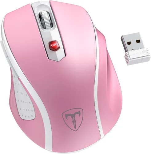 Miniatura 8 de HOTWEEMS Ratón Inalámbrico, Ratón de Computadora D-09 USB Ratones Inalámbricos para Laptop, Ergo Grips, Lightspeed 5 Niveles 2400 DPI, Batería de 16