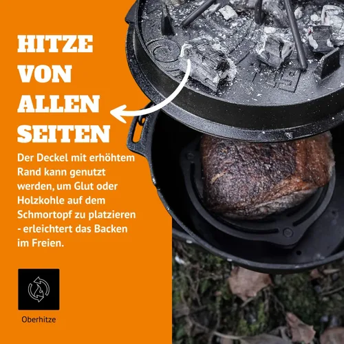 Miniatura 3 de Petromax Horno holandés de hierro fundido para cocinar u hornear al aire libre sobre una fogata o en la cocina del hogar, los utensilios de cocina