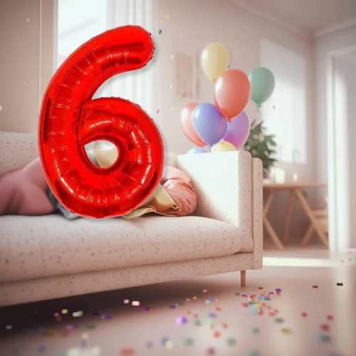 Miniatura 3 de DIWULI Globos de números rojos de 40 pulgadas, globo grande del número 6, globos rojos grandes, decoraciones de fiesta de cumpleaños de helio