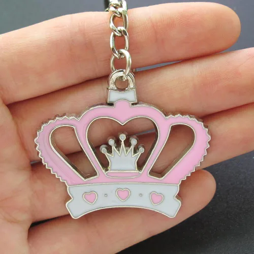 Miniatura 3 de 12 llaveros de corona rosa para baby shower, regalo de cumpleaños para invitados, corona, llavero, decoración de mesa, caja de regalo rosa, Rosado