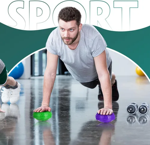 Miniatura 7 de Hungdao Paquete de 12 cápsulas de equilibrio de estabilidad, puntos con bomba de aguja, media punta, bóvedas de pelota de fitness para hombres