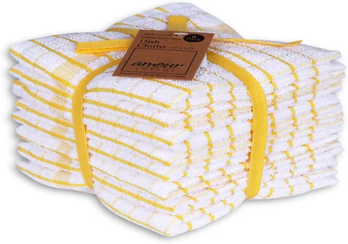 AMOUR INFINI Juego de 8 paños de cocina - Ultra suaves, altamente absorbentes, paños de cocina de algodón terry de secado rápido de 12"x12" pulgadas