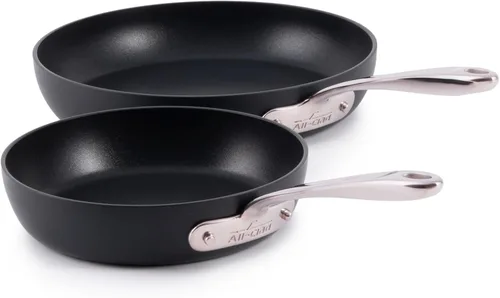 All-Clad HA1 Expert - Juego de 2 sartenes antiadherentes anodizadas duras, inducción de 8 y 10 pulgadas, apta para horno 500F, sartenes de cocina,