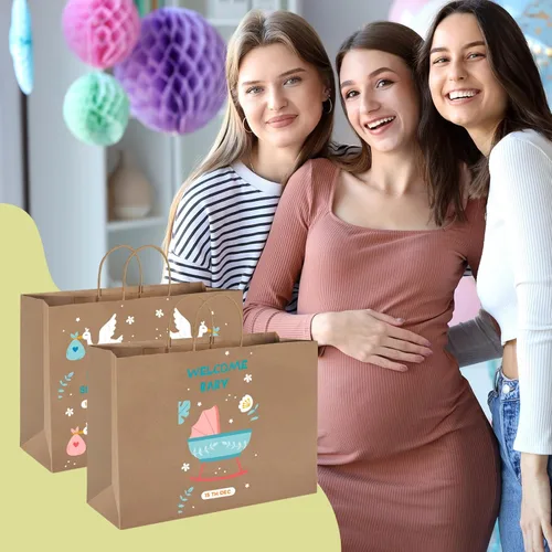Miniatura 5 de Mesha - Bolsas grandes de papel de 16 x 6 x 12 pulgadas, 50 bolsas de regalo de papel kraft marrón a granel, bolsas de compras para manualidades