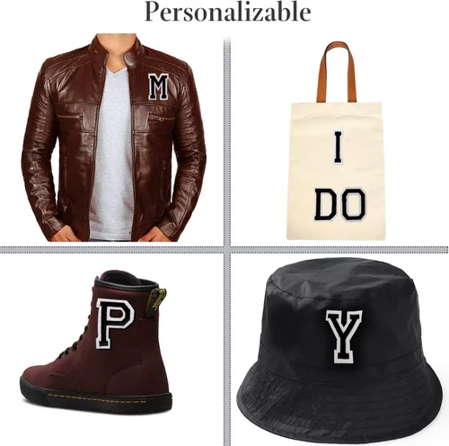 Miniatura 3 de Parches de letras termo-adhesivas de 52 piezas, parches de letras bfuee del alfabeto bordado A-Z, para sombreros, camisas, jeans, bolsas
