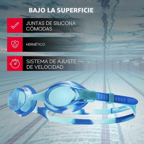 Miniatura 6 de TYR Swimple Tie-Dye Kids' Swim Goggles Azul/Verde