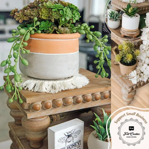 Miniatura 8 de Felt Creative Home Goods Elevadores de madera [Juego de 3] Elevadores de granja de alta calidad Elevadores de madera con cuentas para exhibición