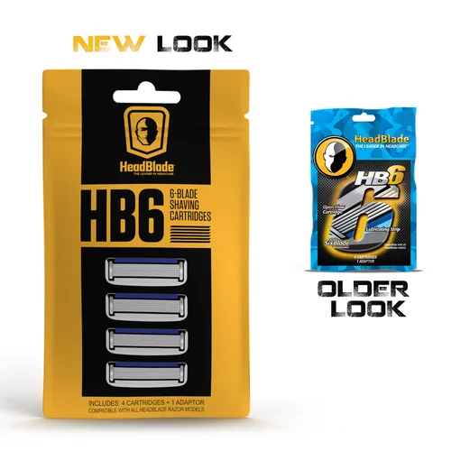 Miniatura 2 de HeadBlade HB6 - Cuchillas de afeitar de repuesto para hombre, 6 cuchillas de acero inoxidable para no tirar o tirar, afeitarse menos, funciona