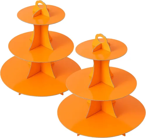 Miniatura 18 de Soleebee Soporte redondo de 3 niveles para cupcakes, torre de cartón para cupcakes, torre de soporte para pasteles de postre para decoración