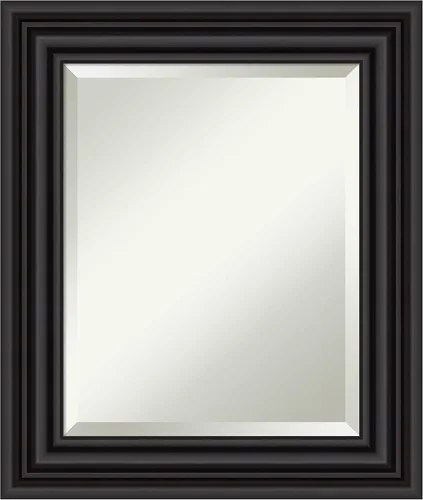 Amanti Art Espejo de baño negro para sobre el fregadero, espejo de tocador rectangular negro colonial de 26 x 22 pulgadas, marco tradicional