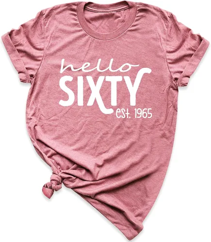 Miniatura 3 de Hola Sixty Camisa, camisa vintage de 1965, camiseta de cumpleaños 60 para mujer, camiseta gráfica de cumpleaños, ropa divertida para fiestas