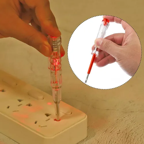 Miniatura 5 de PATIKIL Probador de voltaje CA 150-500V detector eléctrico de contacto con destornillador ranurado con tubo de neón, rojo transparente, paquete de 6