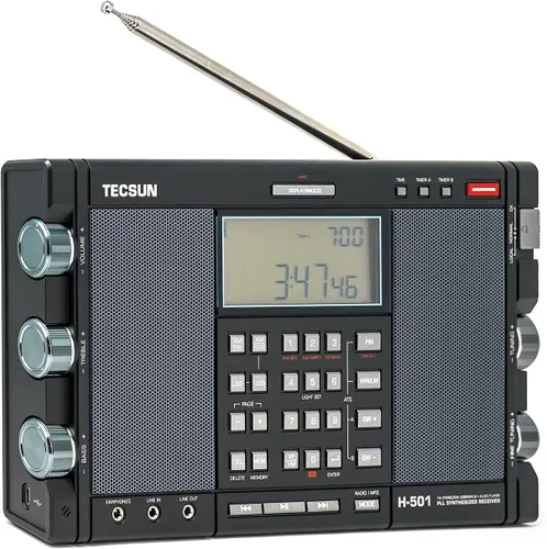 Miniatura 2 de Tecsun H501 - Radio digital de onda corta AM/FM de onda corta con recepción SSB, altavoces duales y reproductor de MP3, negro mate