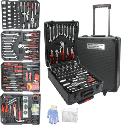 Miniatura 9 de Campfun Juego de herramientas para el hogar de 899 piezas con herramientas manuales completas, juego de caja de herramientas mecánicas con estuche